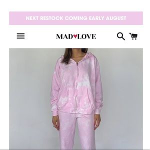 Madlove usa pink tie dye oversized zip up hoodie